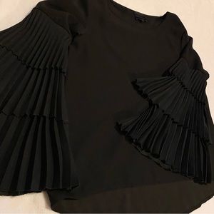 Hotel Particulier pleated bell flare sleeve black top French luxury goth Size L